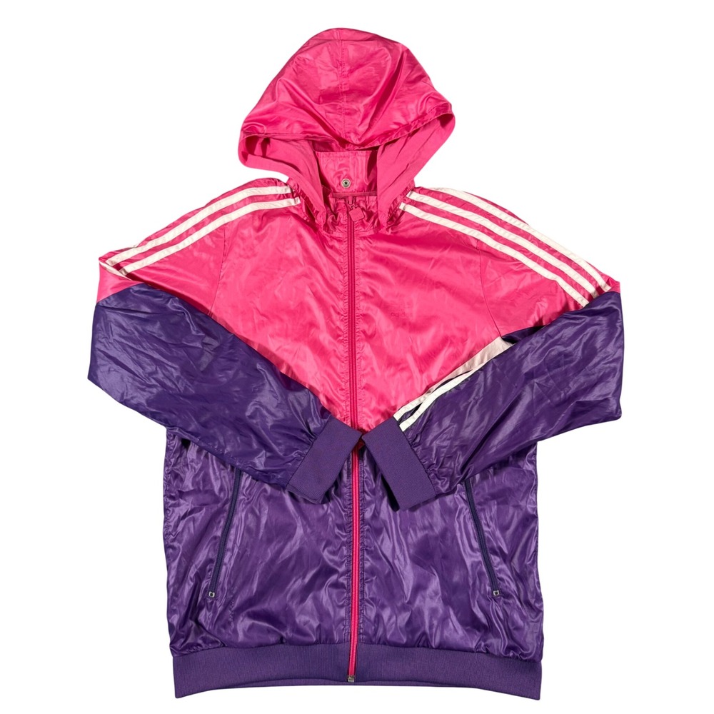 Vintage Y2K adidas Originals Kids Windbreaker Jacket Youth Large Pink Purple